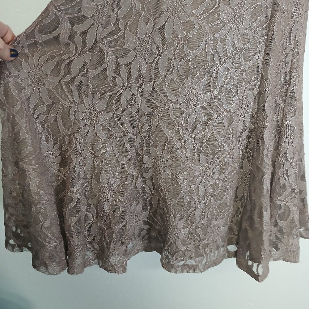 NWOT Anne Klein metallic tan Lace midi dress size 12 - Picture 2 of 12